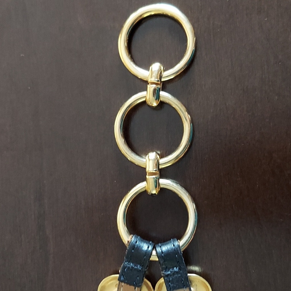 Vintage Late 1980s/Early 1990s Gold Chain & Woven Black Leather Double Link Belt - Picture 11 of 16